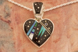 Calvin Begay Night Sky Sterling Silver Heart Pendant